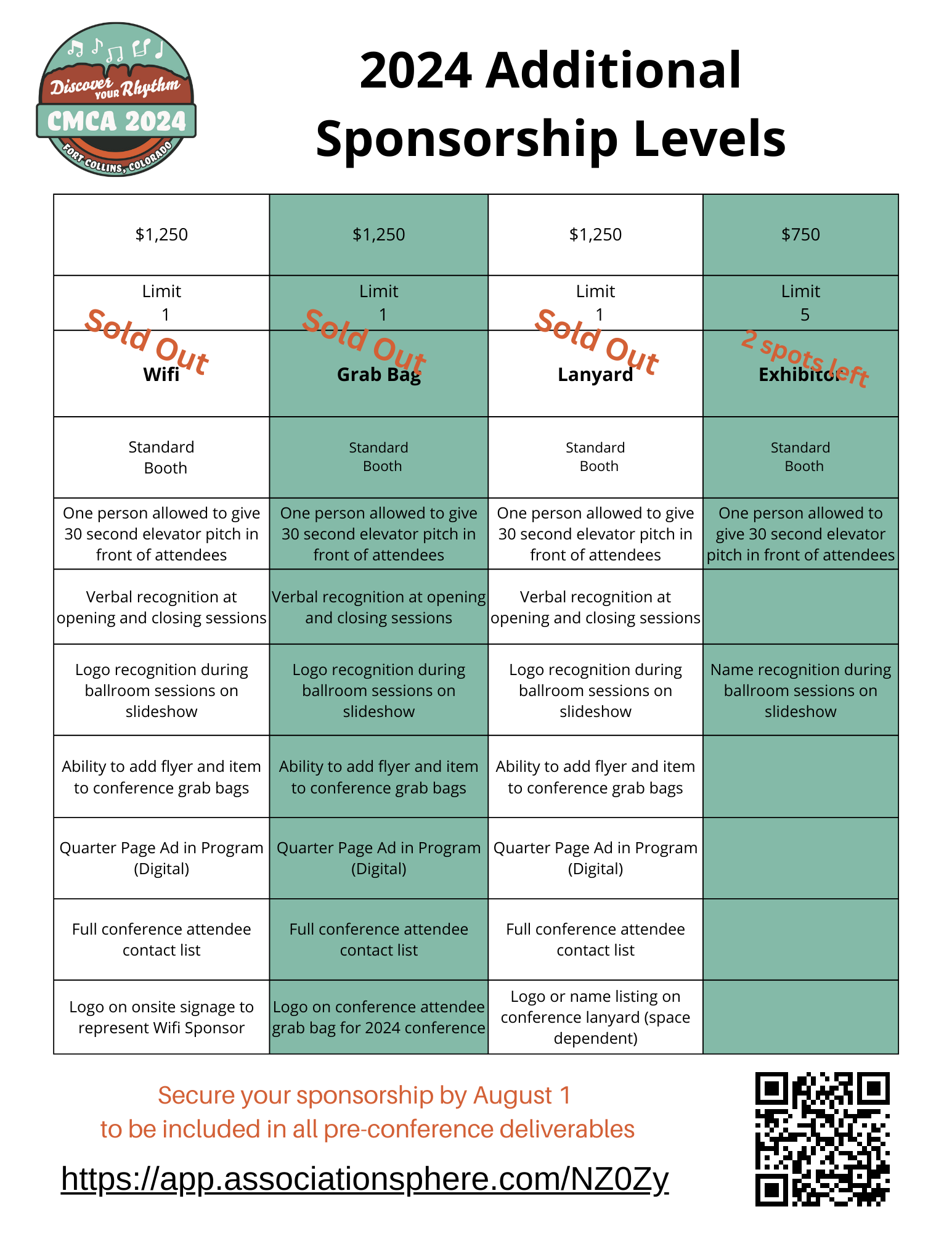 CMCA 2024 Sponsor Information Exhibitor and A la carte